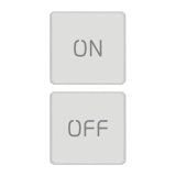 Dwa płaskie przyciski, symbole ON i OFF, białe, Flat