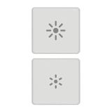 Dwa płaskie przyciski, symbole regulacji, białe, Flat