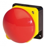 Przycisk dłoniowy fi 90mm czerwony obudowa żółto-czarna 1NC IP66 PG1M9W01