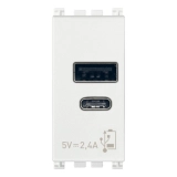 Zasilacz USB A + C 5V 2,4A, biały, 1M