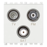Gniazdo TV-FM-SAT bezpośrednie, 3 wyjścia, 1 dB, białe, 2M