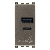 Zasilacz USB A + C 5V 2,4A, metal, 1M